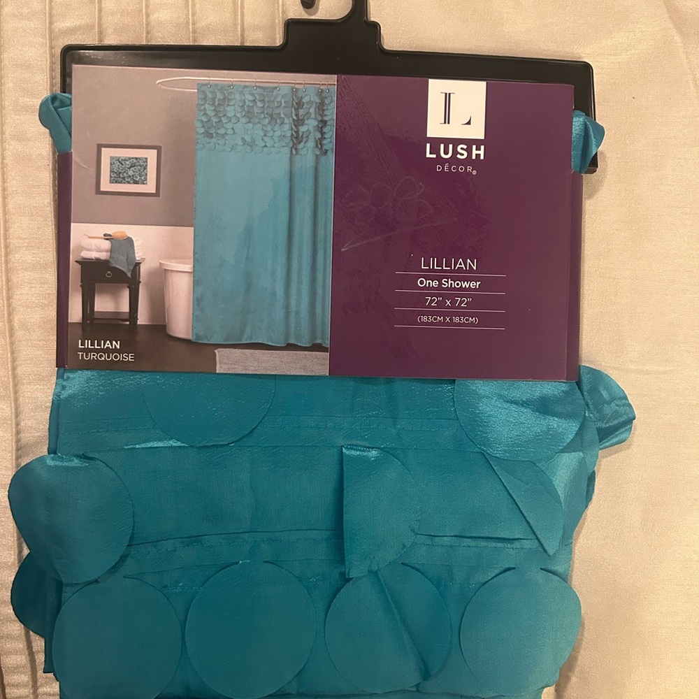 NWT Lush Decor Turquoise Shower Curtain